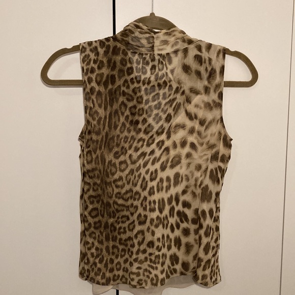 Talbots leopard sleeveless blouse bowtie cami 4P - Picture 3 of 16